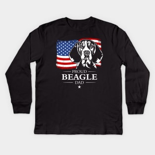 Beagle Dad American Flag patriotic dog Kids Long Sleeve T-Shirt